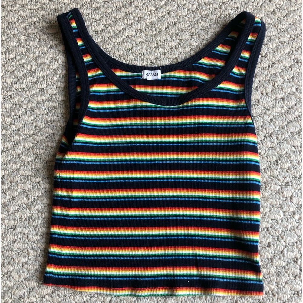 Rainbow slightly cropped tank top from Garage